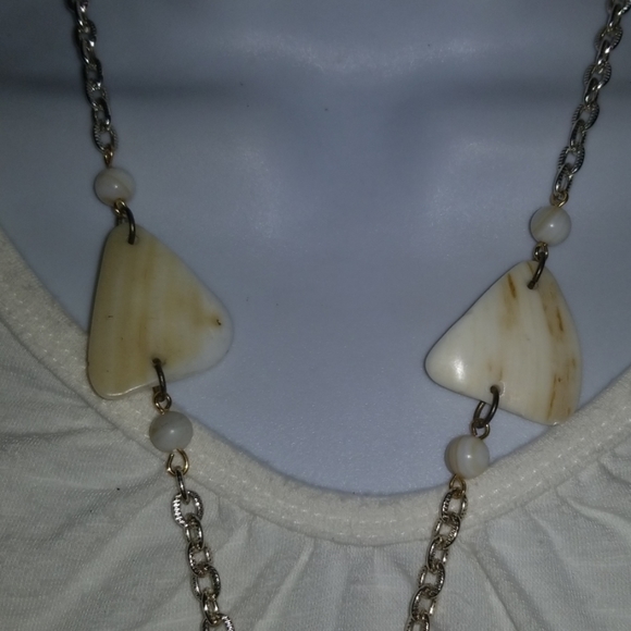 Necklace Shell Dangle Nautical White Gold Tone - Picture 4 of 7